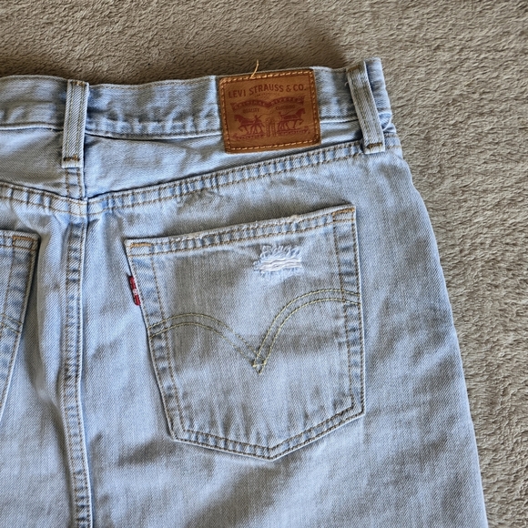 Levi's Blue Denim Mini Skirt with Distressed Look - Picture 6 of 12